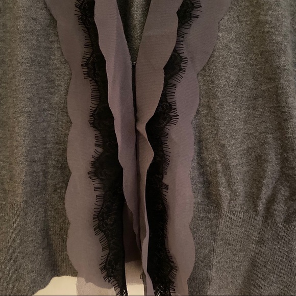**3 for $20!!** LOFT Grey Cardigan Black Lace Small - Picture 2 of 4